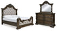 Maylee Queen Upholstered Bed with Mirrored Dresser