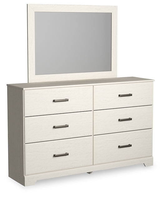 Stelsie King Panel Bed with Mirrored Dresser and Nightstand