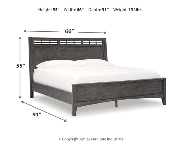 Montillan Queen Panel Bed with Mirrored Dresser and Chest